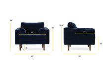 Load image into Gallery viewer, Navy Velvet/Set of 2, dimensions
