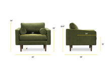 Load image into Gallery viewer, Distressed Green Velvet/Set of 2, dimensions

