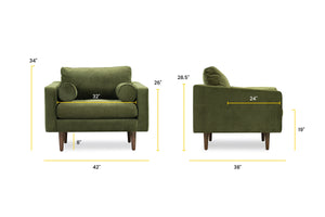 Distressed Green Velvet/Set of 2, dimensions