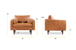Cognac Tan/Single, dimensions