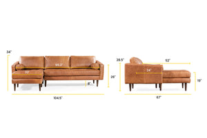 Cognac Tan, dimensions
