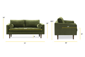 Distressed Green Velvet, dimensions