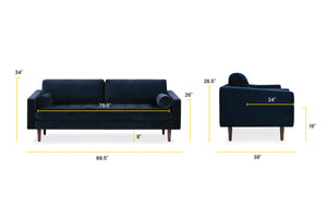 Navy Velvet, dimensions