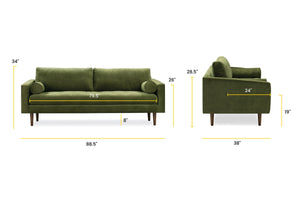 Distressed Green Velvet, dimensions