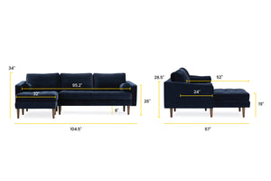 Navy Velvet, dimensions