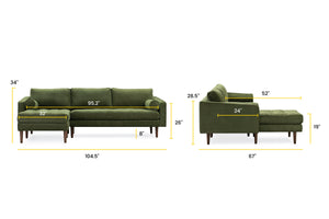 Distressed Green Velvet, dimensions