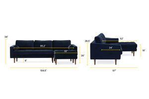 Navy Velvet, dimensions