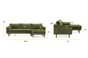 Distressed Green Velvet, dimensions
