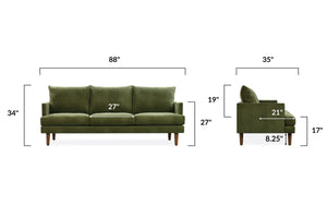 Distressed Green Velvet, dimensions
