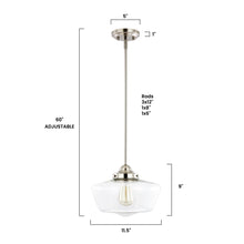 Load image into Gallery viewer, Satin Nickel / Clear, dimensions
