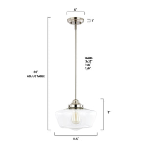 Satin Nickel / Clear, dimensions