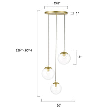 Load image into Gallery viewer, Brushed Brass/Clear, dimensions
