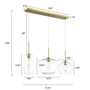 Brushed Brass/Clear, dimensions