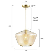Load image into Gallery viewer, Brushed Brass/Amber, dimensions
