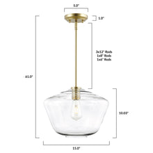 Load image into Gallery viewer, Brushed Brass/Clear, dimensions
