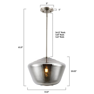 Satin Nickel/Smokey, dimensions