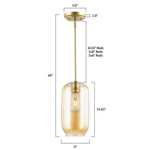 Load image into Gallery viewer, Brushed Brass/Amber, dimensions
