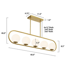 Load image into Gallery viewer, Brass/Frosted, dimensions
