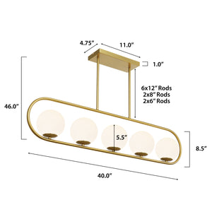 Brass/Frosted, dimensions