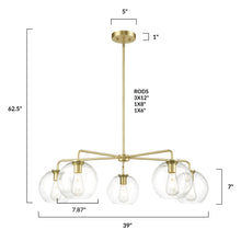 Load image into Gallery viewer, Brushed Brass/Clear, dimensions

