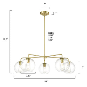 Brushed Brass/Clear, dimensions