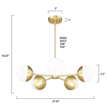 Load image into Gallery viewer, Brushed Brass/White, dimensions

