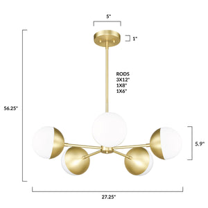 Brushed Brass/White, dimensions