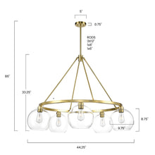 Load image into Gallery viewer, Brushed Brass/Clear, dimensions

