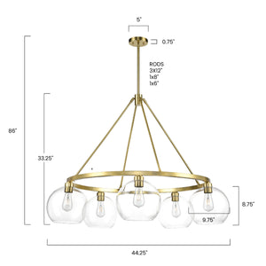Brushed Brass/Clear, dimensions