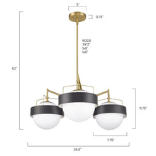 Load image into Gallery viewer, Black/Brushed Brass/White, dmensions
