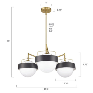 Black/Brushed Brass/White, dmensions