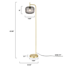 Load image into Gallery viewer, Brushed Brass/Smoke, dimensions
