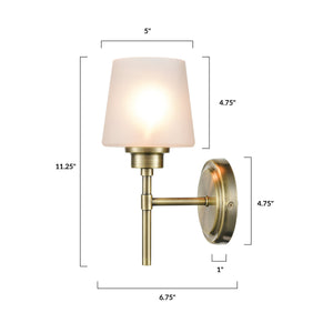 Antique Brass/Frosted, dimensions