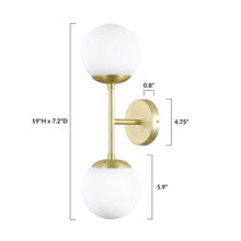 Load image into Gallery viewer, Brushed Brass/White, dimensions
