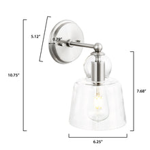Load image into Gallery viewer, Satin Nickel/Clear, dimensions

