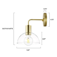 Load image into Gallery viewer, Brushed Brass/Clear, dimensions
