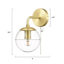 Load image into Gallery viewer, Brushed Brass/Clear, dimensions
