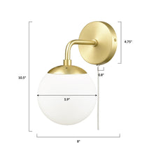 Load image into Gallery viewer, Brushed Brass/White, dimensions
