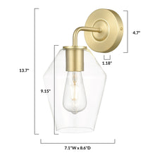 Load image into Gallery viewer, Brushed Brass/Clear, dimensions
