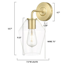Load image into Gallery viewer, Brushed Brass/Clear, dimensions
