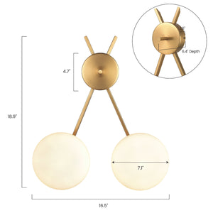 Brushed Brass/White, dimensions