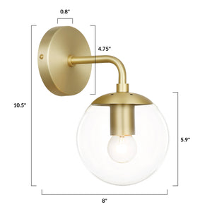 Brushed Brass/Clear, dimensions