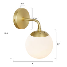 Load image into Gallery viewer, Brushed Brass/White, dimensions
