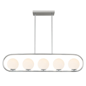 Chrome/Frosted Mid-Century Modern Chandelier
