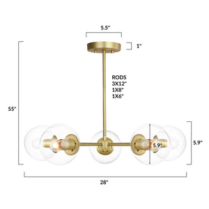 Brass/Clear, dimensions